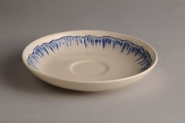 Hartley Greens Leeds Pottery Blue Shell Edge Saucer-0