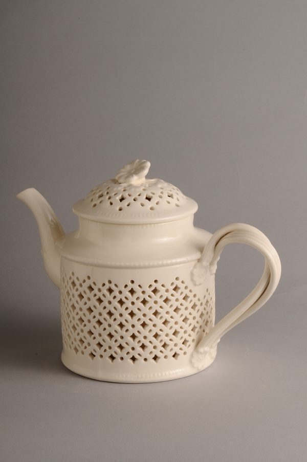 Hartley Greens Leeds Pottery Creamware Pierced Teapot -0