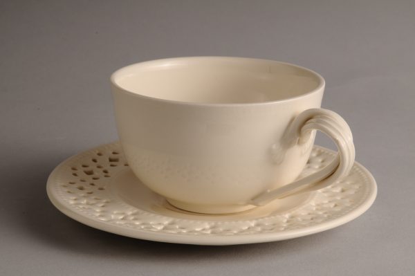 Hartley Greens Leeds Pottery Tea Cup & Pierced Saucer-0