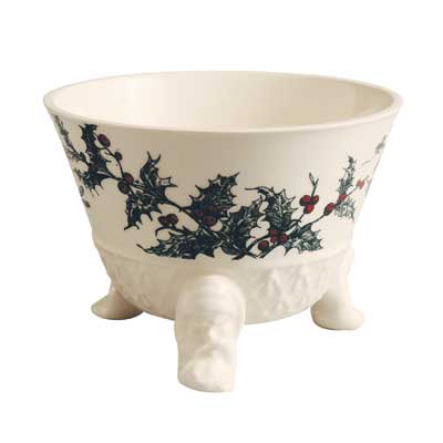 Hartley Greens Leeds Pottery Christmas Holly Footed Bowl -0