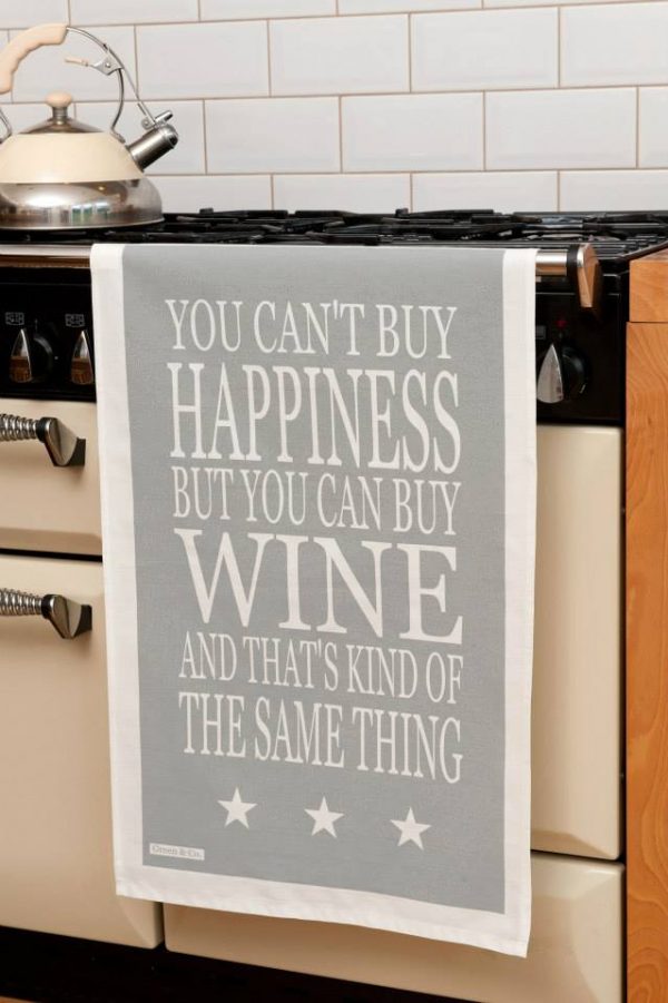 Green & Co Wine Happiness Tea Towel-0