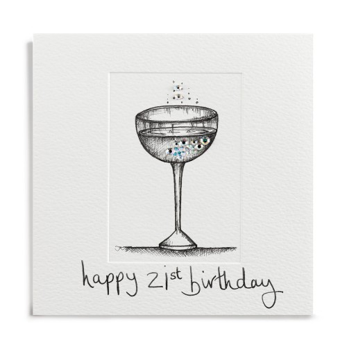 Janie Wilson Crystal 21st Birthday Diamond Champagne Card-0