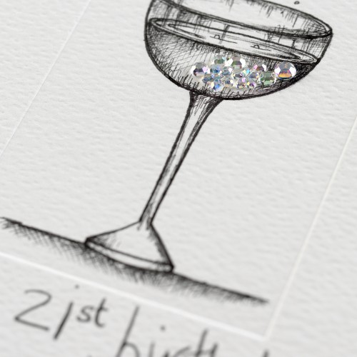 Janie Wilson Crystal 21st Birthday Diamond Champagne Card-1440