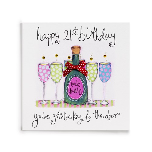 Janie Wilson Happy 21st Birthday Champagne Card-0