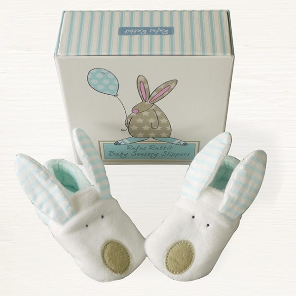 Rufus Rabbit Baby Boy Slippers 0-6 Months-0