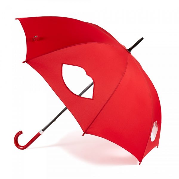 Lulu Guinness Red Cut Out Lips Kensington Umbrella-0