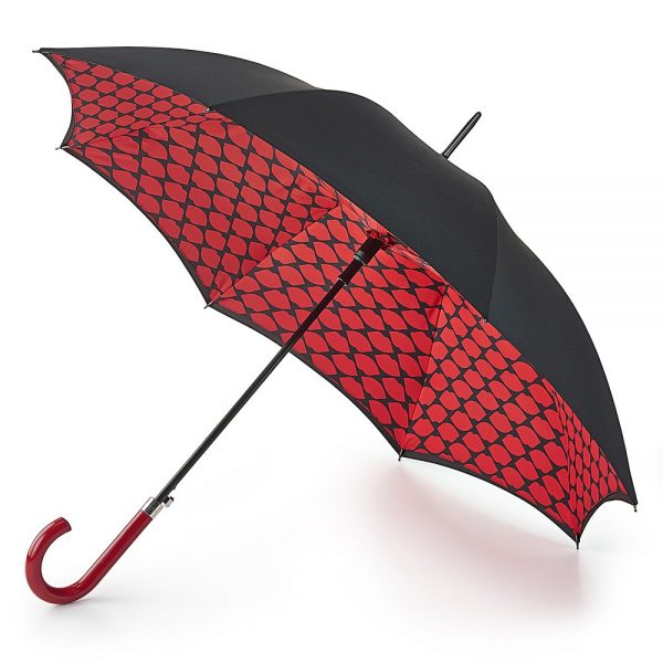 Lulu Guinness Bloomsbury Lips Grid Black Umbrella-0