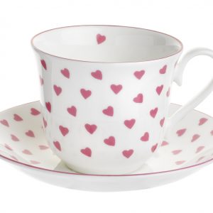 Nina Campbell Pink Heart Chatsworth Tea Cup & Saucer-0