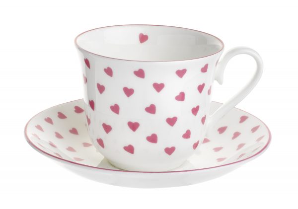 Nina Campbell Pink Heart Chatsworth Tea Cup & Saucer-0