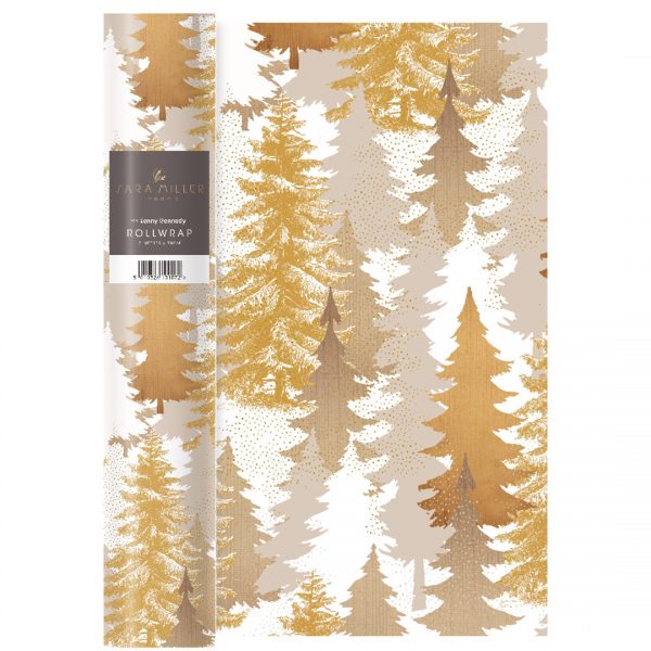 Sara Miller Gold Trees Christmas Roll Gift Wrap-0