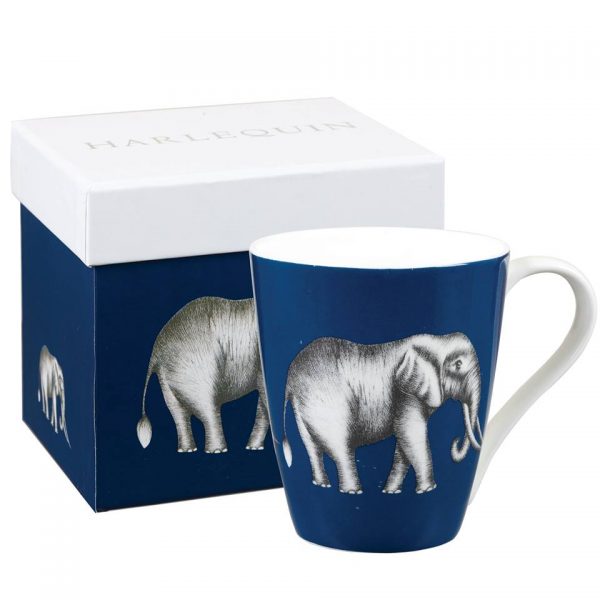 Harlequin Savanna Elephant Ink Blue Mug-0