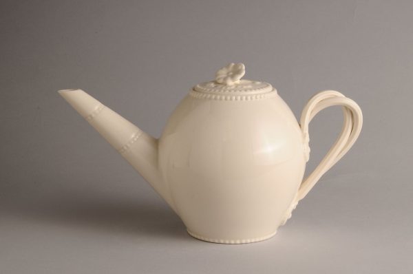 Hartley Greens & Co Leeds Pottery Creamware Teapot, Twisted Handle-0