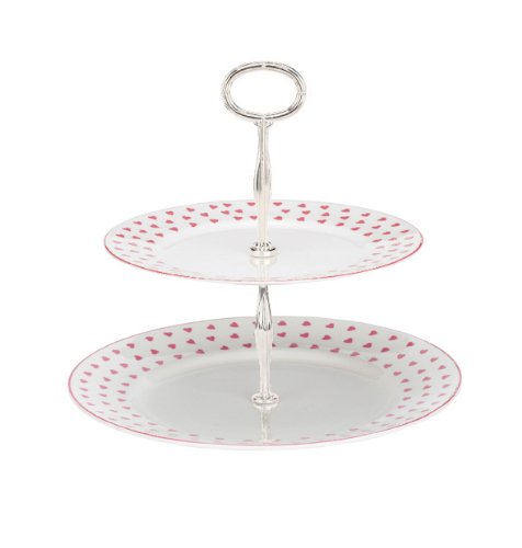 Nina Campbell Pink Hearts Two Tier Cake Stand -0