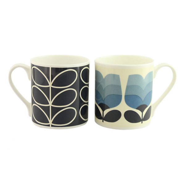 Orla Kiely Set of 2 Blue & Stem Tonal Mugs Gift Boxed-0