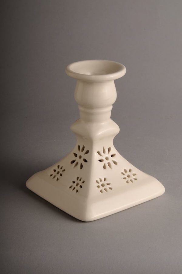 Hartley Greens Leeds Pottery Square Pierced Candlestick Holder-0