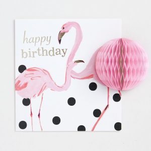 Caroline Gardner Pom Pom Happy Birthday Flamingos Card-0