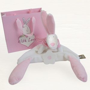 Rufus Rabbit Baby Girl Pink Comforter & Gift Bag-0