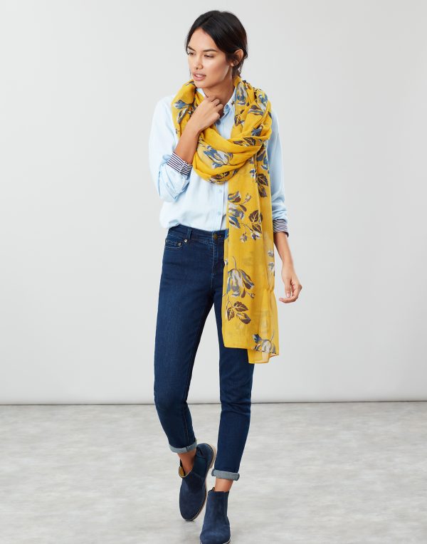 Joules Gold Floral Wensley Scarf-0