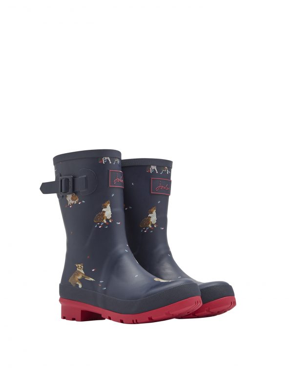 Joules Dogs Print Mid Height Wellington Boots-0