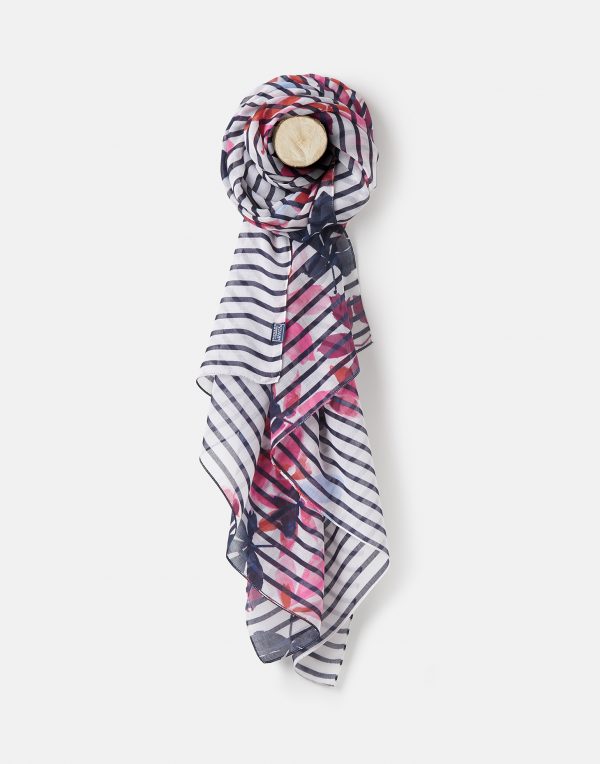 Joules Chestnut Leaf Stripe Wensley Scarf-0