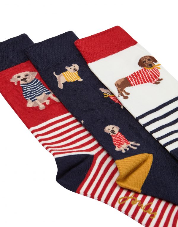 Joules Women's Brilliant Bamboo Dog Socks, pack of 3-3542