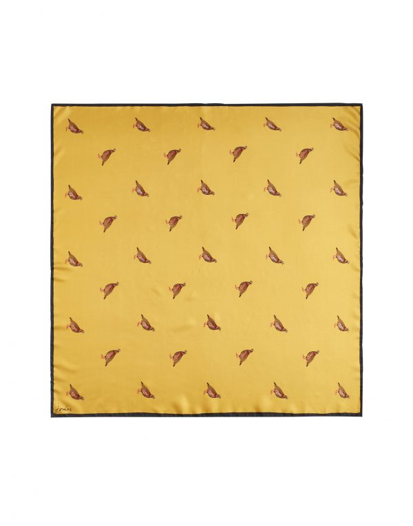 Joules Bloomfield Gold Partridge Silk Scarf-2904