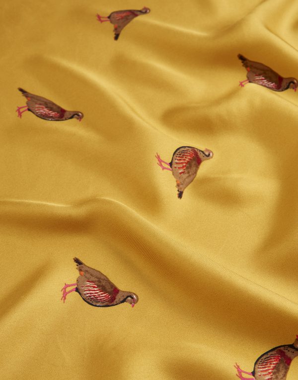 Joules Bloomfield Gold Partridge Silk Scarf-0
