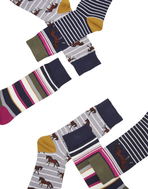 Joules Women's Brilliant Bamboo Horse Socks, Pack Of 3-3003