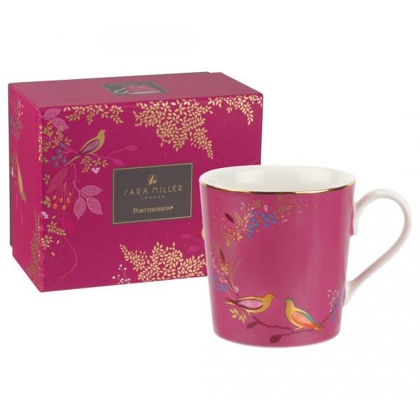 Sara Miller Pink Birds Mug, Gift Boxed -0
