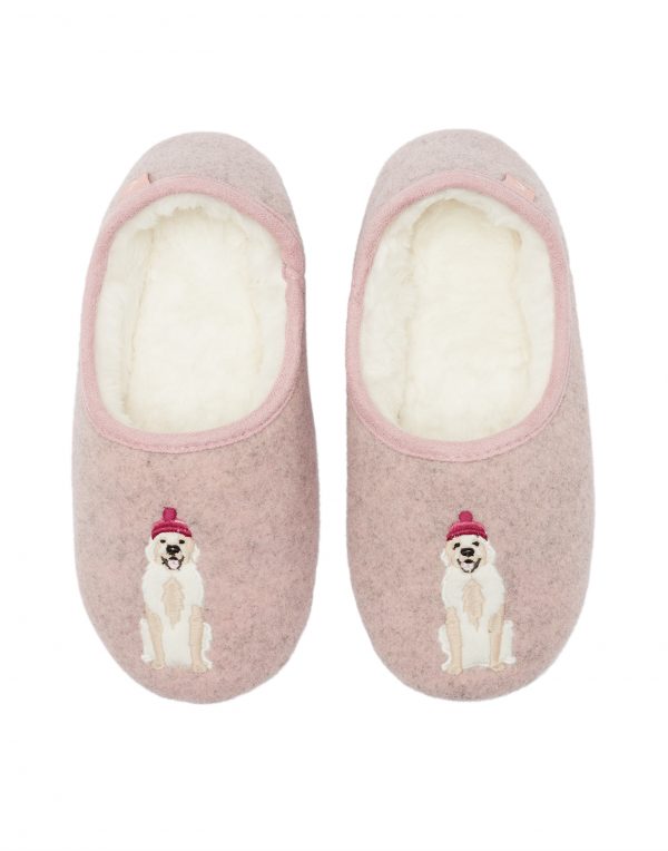 Joules Pink Golden Retriever Dog Slippers -0