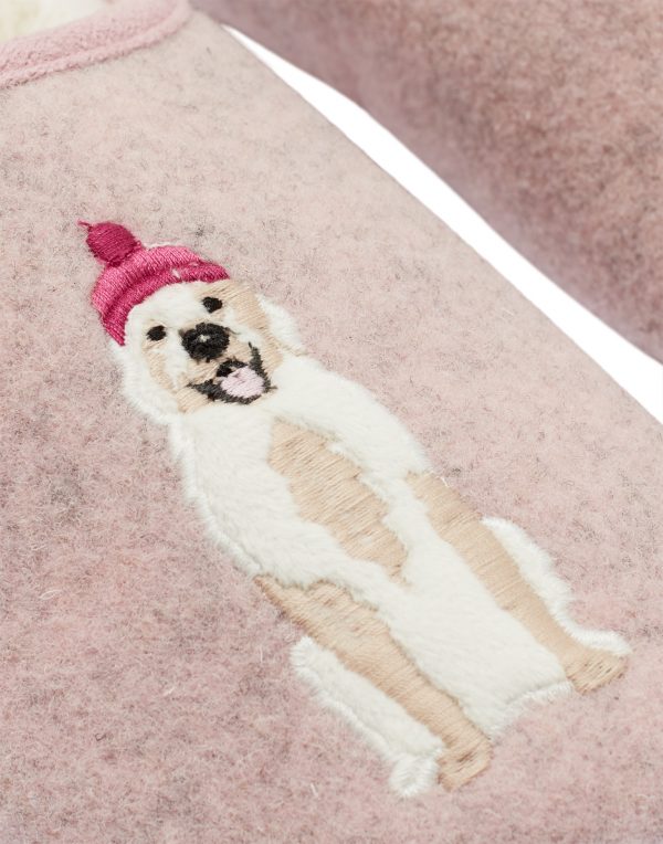 Joules Pink Golden Retriever Dog Slippers -3713