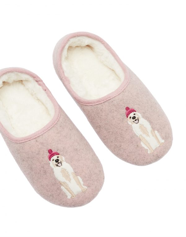 Joules Pink Golden Retriever Dog Slippers -3711