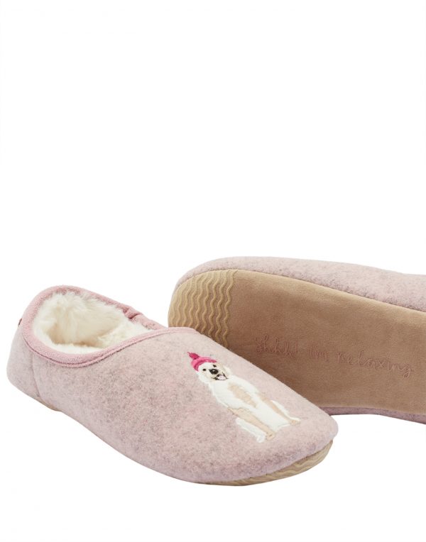 Joules Pink Golden Retriever Dog Slippers -3714