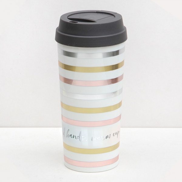 Caroline Gardner Metallic Stripe Thermal Travel Mug-0