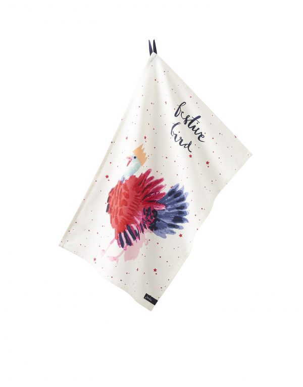 Joules Festive Bird Christmas Tea Towel-0