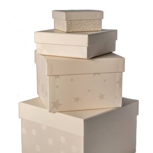 Emma Bridgewater Pearlised Stars & Hearts Set of 4 Gift Boxes -0