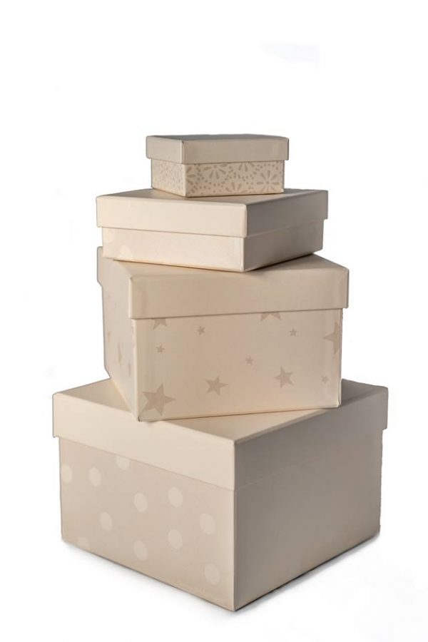Emma Bridgewater Pearlised Stars & Hearts Set of 4 Gift Boxes -0