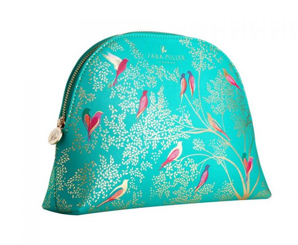 Sara Miller Large Green Birds Cosmetics Bag-0