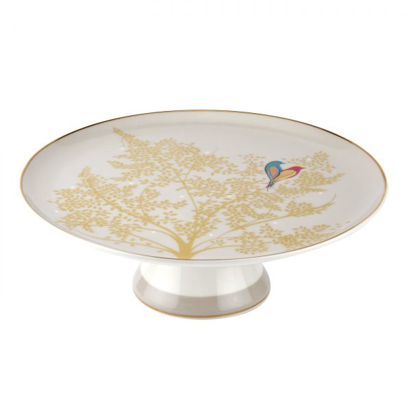 Sara Miller Grey Lovebirds Round Cake Stand Gift Boxed-3196