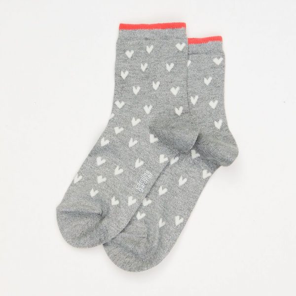 Caroline Gardner Grey Heart Socks -0