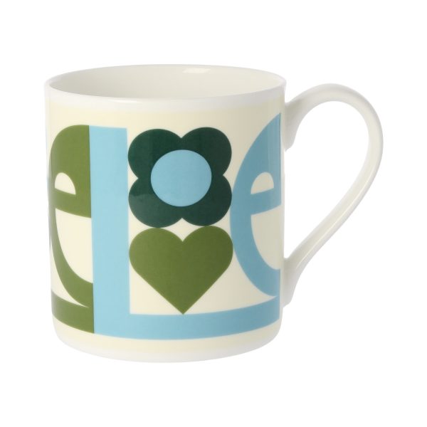 Orla Kiely Love Quite Big Mug, Green-0