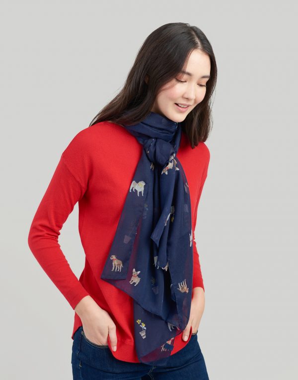 Joules Dog Print Navy Wensley Scarf-3447