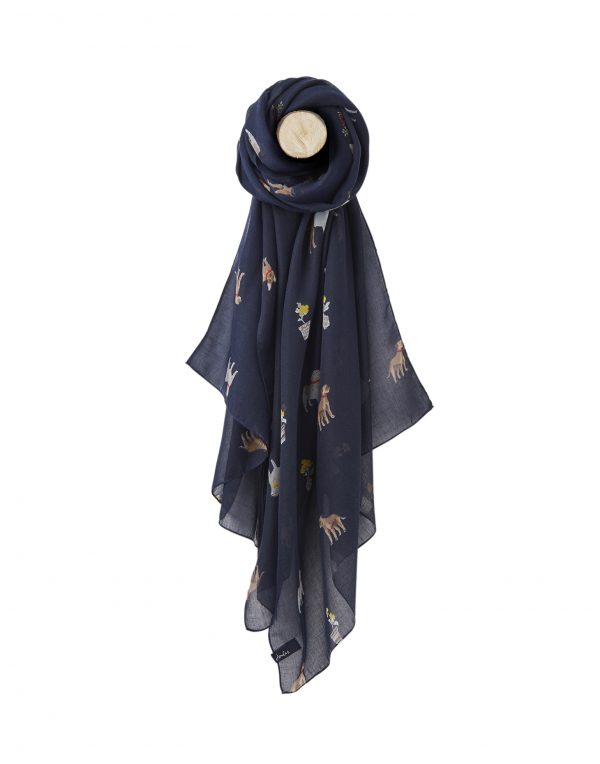 Joules Dog Print Navy Wensley Scarf-0