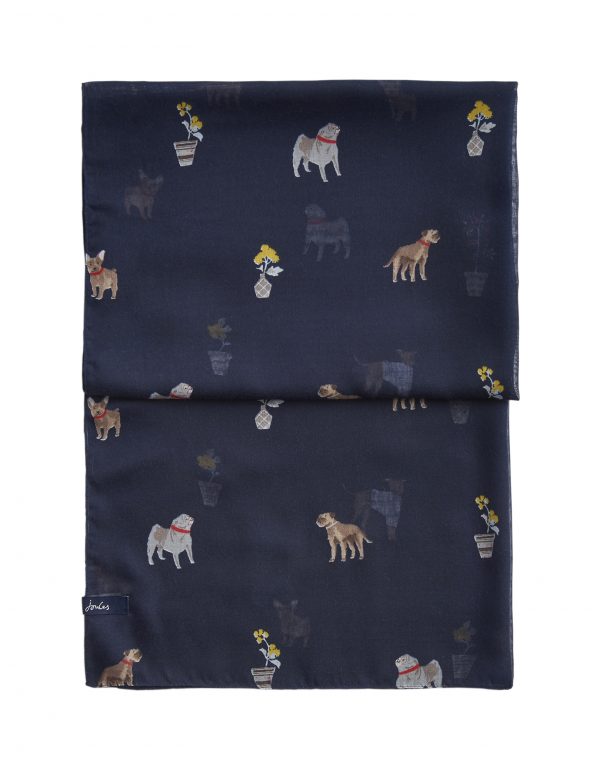 Joules Dog Print Navy Wensley Scarf-3448