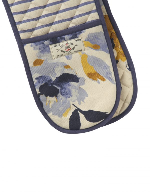 Joules White Ocean Floral Double Oven Gloves-3453