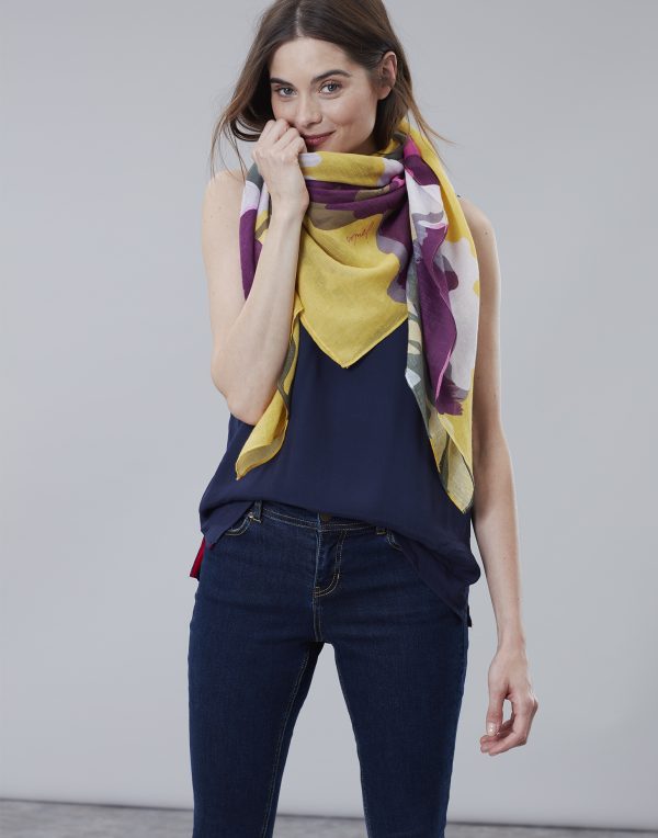 Joules Gold Floral Atmore Scarf-0