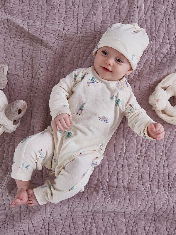 Joules Peter Rabbit Giggle Babygrow & Hat Set, Cream-3588