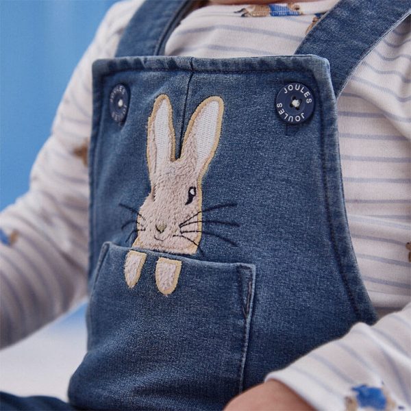 Joules Peter Rabbit Denim Dungaree and T-Shirt Set, Blue Baby Boy-3499