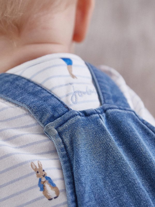 Joules Peter Rabbit Denim Dungaree and T-Shirt Set, Blue Baby Boy-3500