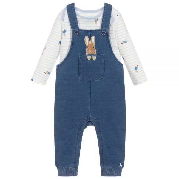 Joules Peter Rabbit Denim Dungaree and T-Shirt Set, Blue Baby Boy-0